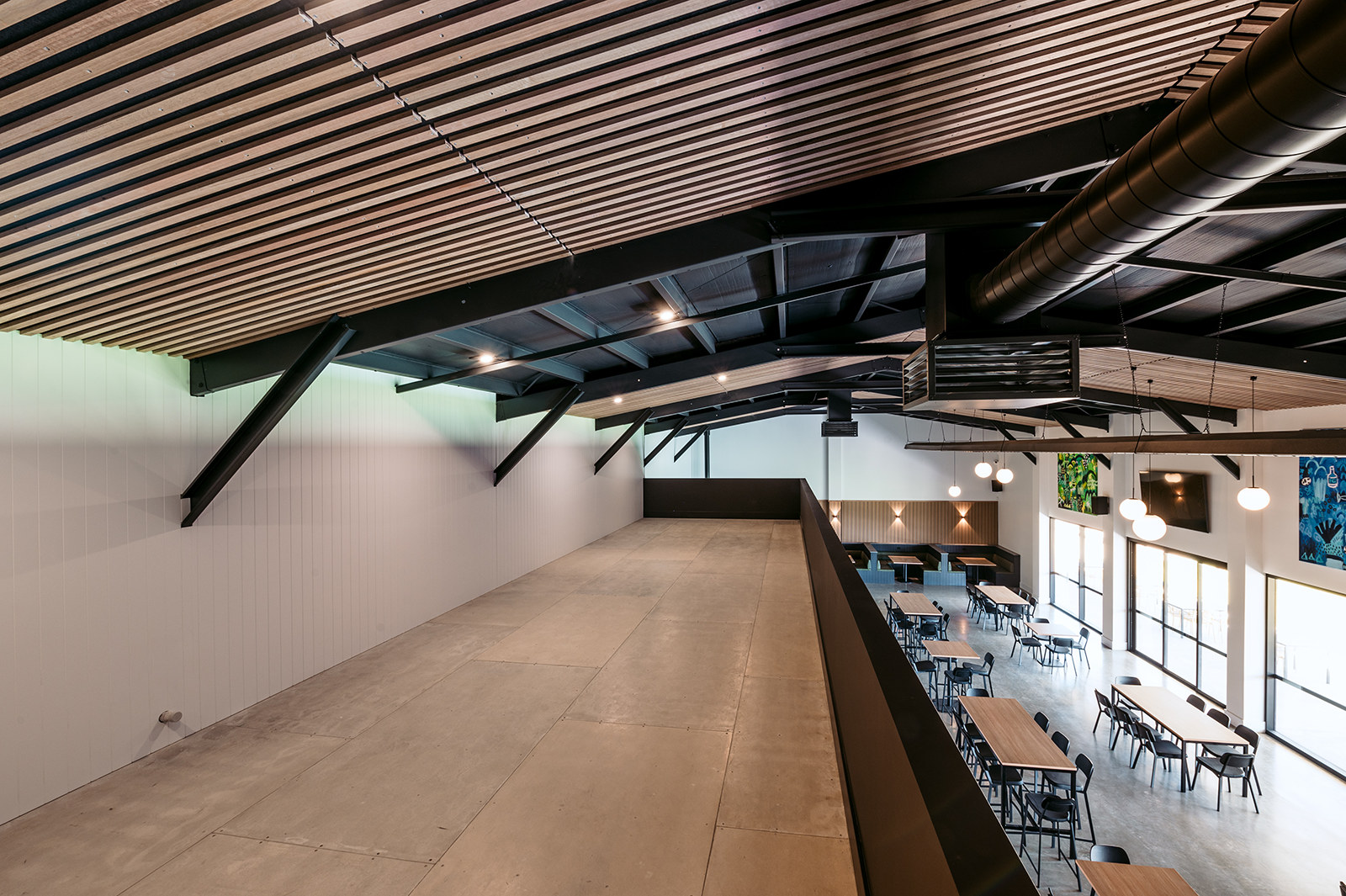 Grote Street Offices, timber-lined ceiling over an open workspace
